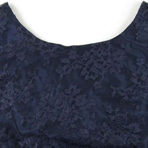 NWT Tahari Arthur S. Levine Dark Navy with Lace Overlay Sleeveless Dress, 20W - Picture 3 of 9